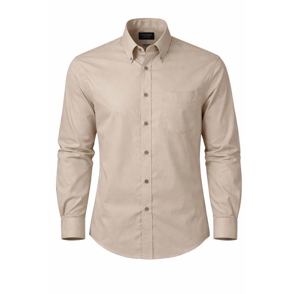 TownCraft Dress Shirt Mens 16 32/33 Beige Wrinkle Free Long Sleeve Button Down